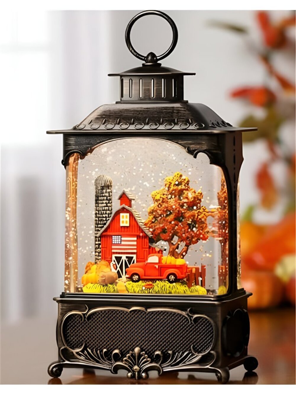 Fall Snow Globe Lantern Red Truck Fall Decorations for Home